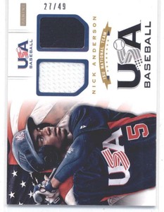 2012 Panini USA Baseball 15U National Team Dual Jersey #2 Nick Anderson NM-MT (M