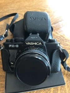 yashica fx-3 super 35 mm slr w/ml 50mm 1:19 with black leather camera case hr-4 - Picture 1 of 13