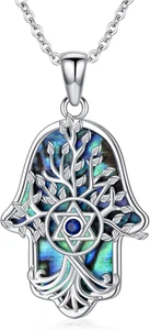 Star of David Hamsa Necklace 925 Sterling Silver Pendant Jewelry Gifts for Women - Picture 1 of 7
