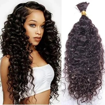 Micro Braids Human Hair Bulk Water Wave Peruvian Braiding Hair No Weft 100g - Image 1 of 4