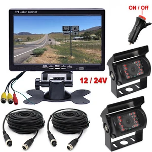 4Pin 15M 2x IR CCD Reverse Camera 7" Rear View Monitor for Bus Trailer RVs Truck - Picture 1 of 23