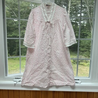 Vintage Miss Elaine Floral Robe Housecoat Nightgown Perma  Pucker Sz L NOS NWT - Image 1 of 4