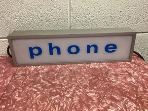 Vintage Single Sided Metal Box Light-Up Telephone Phone Booth Sign Late 70's - Picture 1 of 8