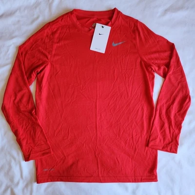 Nike Niños L Legend Dri-Fit Rojo Atlético Entrenamiento Activo Manga Larga Camiseta Camiseta  Foto 1 de 4