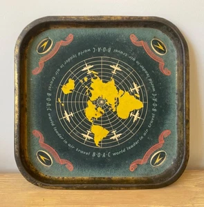 Vintage Boac Airline Food / Drink Metal Serving Tray, VERY RARE Airlines Tray - Picture 1 of 6