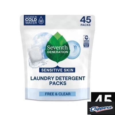 Seventh Generation Laundry Detergent Packs Free & Clear - 45ct/31.7oz