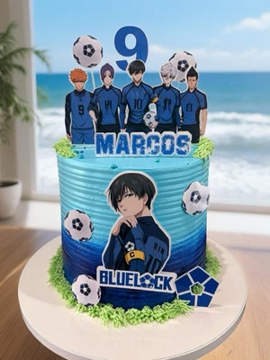 10 PIEZAS Decoraciones de Cumpleaños Bluelock Cake Topper. Nombre y edad personalizados Foto 1 de 2