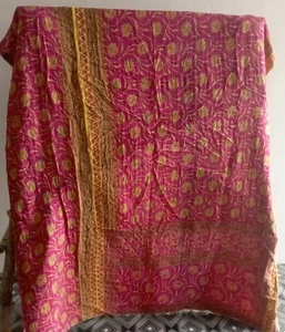 Vintage Kantha Blanket Bedspread Indian Quilt Handmade Throw Ralli Gudari Cotton - Picture 1 of 2