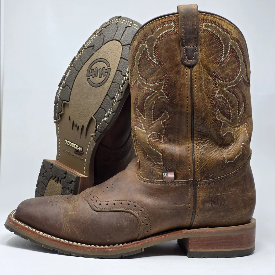 DOUBLE H MEN'S Sz 14 2E ICE Saddle Vamp Western Work Boots Broad Square Soft Toe - Image 1 of 4