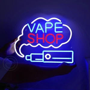 Britrio VAPE Shop Leuchtreklame Wandbild Deko Rauch Business weiß blau rot  - Bild 1 von 7
