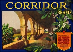 Impresión artística vintage etiqueta caja cítricos limón misión corredor de San Fernando - Imagen 1 de 1