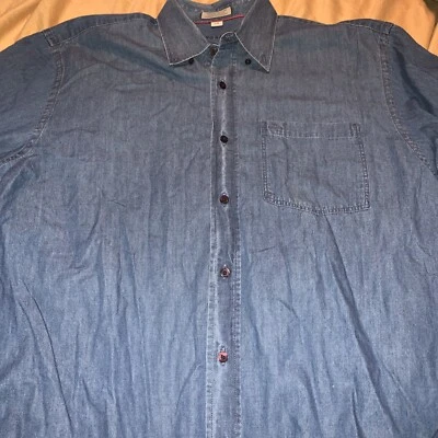Cutter & Buck Vintage Twill Mens Size L Long Sleeve Button Down Shirt Denim Blue - Image 1 of 4