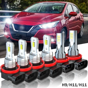 Fit Nissan Versa 2020 H11 LED Headlight Hi/Lo + Fog Light Bulbs Combo Kit 6000K - Bild 1 von 14