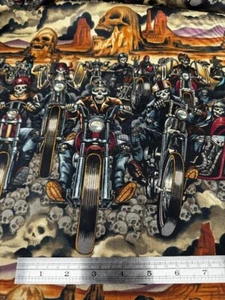 Riders On The Storm Alexander Henry Fabric Motorcycles Skulls Desert 5 Yards - Picture 1 of 4