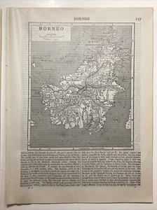 1910 Entrada de Borneo con mapa enciclopedia británica vintage decoración de pared antiguo atlas - Imagen 1 de 7