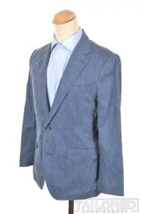 NEW - BONOBOS Giacca cappotto sportivo blazer cotone lino spina di pesce blu tinta unita 40 R - Foto 1 di 9