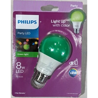 Philips Party LED Bulb 8W A19 Green Light Non Dimmable E26 Standard Base - Image 1 of 4