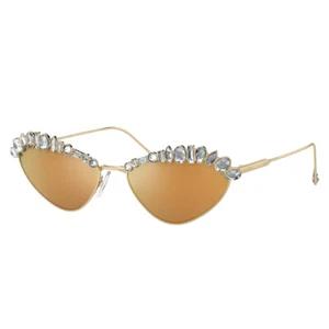 Swarovski SK 7009 40137P Pale Gold Metal Cat-Eye Sunglasses Gold Mirror Lens - Picture 1 of 3