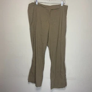Eileen Fisher Women 18 Straight Leg Pants Tan Linen Blend Zip Fly Casual Classic - Picture 1 of 10