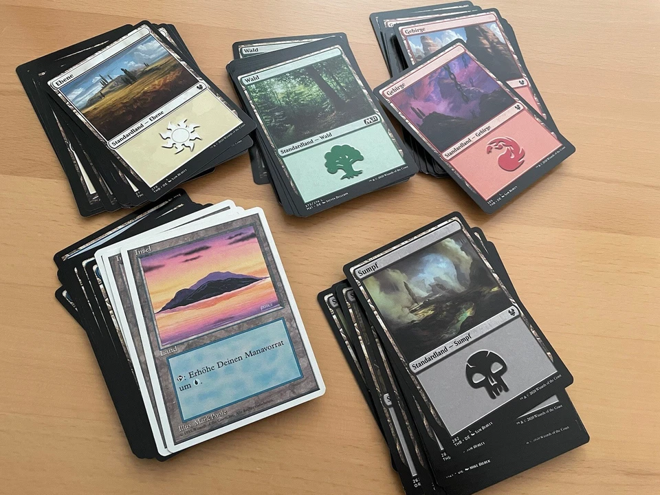 100 Basic Lands deutsch Magic Karten MtG, Standardländer, 20 pro Farbe - Bild 1 von 1