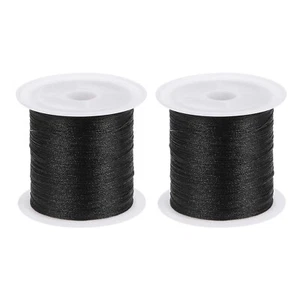 2pcs 0.2mm Nylon Cord Satin Silk Chinese Knot String, Black, 328ft - Picture 1 of 6
