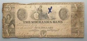 ESTADOS UNIDOS - USA THE NECHANICS BANK OF AUGUSTA - GEORGIA 5 DOLLARS SIGLO XIX - Imagen 1 de 2