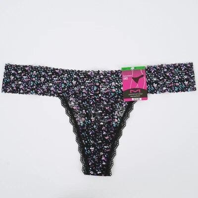MAIDENFORM Women's Size 7 LARGE All-Over-Lace MULTICOLOR DOT THONG Panty #DMESLT — 第 1/4 张图片