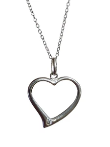 Heart Pendant Necklace Crystal Gem 18" Chain Jewellery 925 Sterling Silver Boxed - Picture 1 of 22