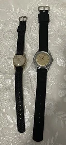 Vintage Incabloc Watches Lot 2 Crawford & Tourneau Automatic Black Band - Picture 1 of 5