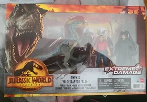 Mattel Jurassic World Modellino Owen Grady & Velociraptor blu 3,8 pollici - Foto 1 di 2