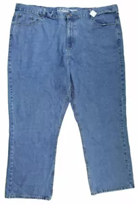 Basic Editions NEW Mens Relaxed Jean 46x30 Straight Leg Medium Wash Cotton Denim - Picture 1 of 5