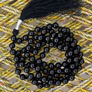 8mm Natural Black round Tourmaline 108 knot bracelet Prayer Yoga - Picture 1 of 7