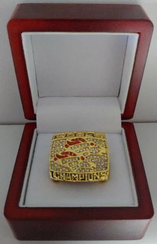 John Elway - 1998 Denver Broncos Super Bowl Ring With Wooden Display Box Cover