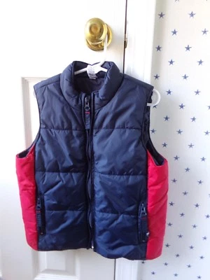 Chaleco acolchado Gap para niños talla 5 bloque de color azul clásico cremallera completa chaqueta roja de colección y2k Foto 1 de 4