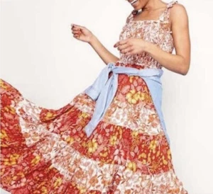 Anthropologie Abel the Label Lisbon Maple Floral Tiered Maxi Dress Size Small - Picture 1 of 10