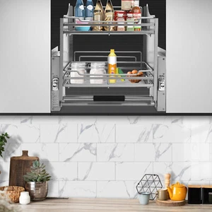 2 Ebenen Schrank Organizer Regal Ausziehregal Ausziehregal Geschirrregal Platzsparend - Bild 1 von 13