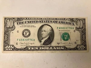 Series 1988 A $10 Ten Dollar Bill FRN Federal Reserve Bank of Atlanta, Georgia - Picture 1 of 2