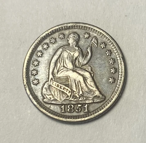 RARE 1851-O Seated Liberty Half Dime- Extra Fine+/Almost Uncirculated Cover