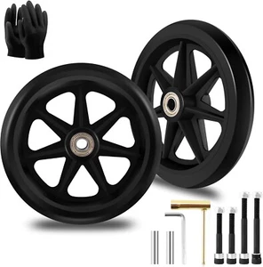 2Pcs 6 Inch Replacement Wheelchair Wheels for Walkers - Environmentally Friendly - Picture 1 of 10