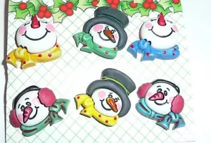 Happy Holiday Schneemänner Kunststoff Schaftknöpfe - 6 verschiedene Designs Knöpfe Schneemann + - Bild 1 von 2