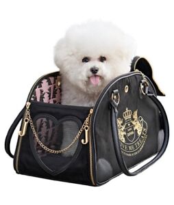 Juicy Couture Black Pet Carrier Stylish Travel Bag for Small Dogs and Cats New