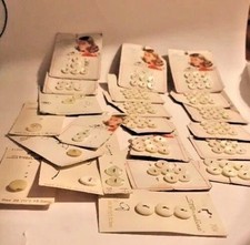 ANTIQUE/VINTAGE Mother Of Pearl Glamour Girl White Cards Mix 110 WHITE BUTTONS