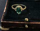 Vintage Style Green Gemstone And White Gems Ring 18K Gold Plated
