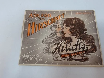 Red de cabello Hirsch de colección de 1920 Hirschnet cabello humano marrón oscuro doble malla nueva de stock Foto 1 de 4