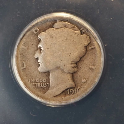 1916 *D* MERCURY HEAD SILVER DIME *ANACS DAMAGED - FAIR 2 DETAILS* - FREE SHIP! - Image 1 of 4