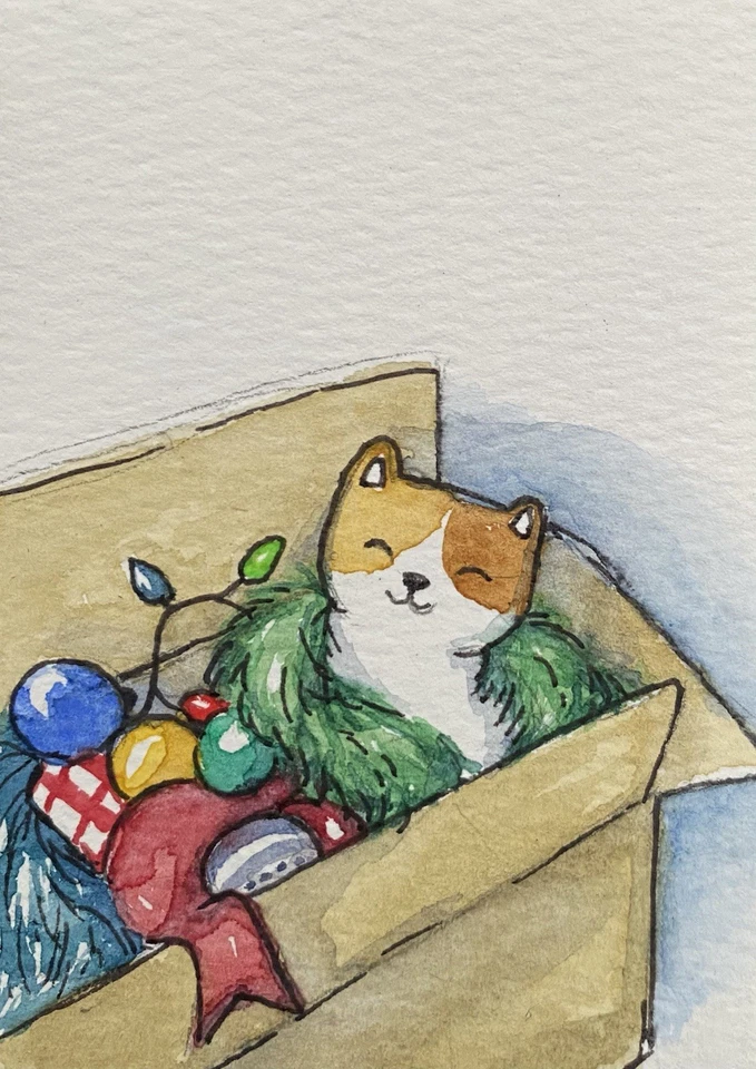 ACEO原创混合媒体绘画艺术 — 第 1/1 张图片