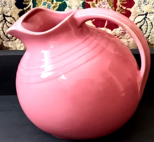 VTG Primitive Pink Tilted Ball Shaped Art Pottery Ice Lipped Pitcher Unmarked - Picture 1 of 13