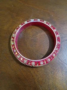 Vintage Boho Made in India Holz und Perlen Armreif Armband - Bild 1 von 5