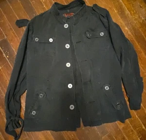 Tripp NYC Black Military Style Jacket Size L  Vintage Goth Punk Black  Read - Picture 1 of 8