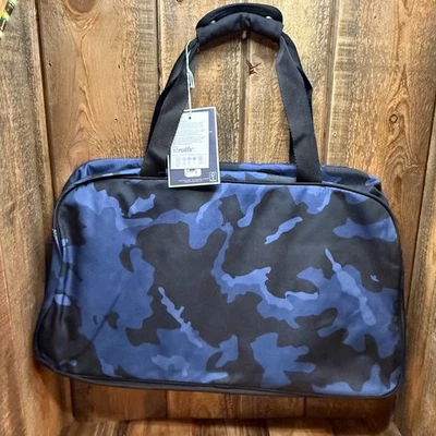 BOLSO DE LONA POTTERY BARN TEEN JET-SET AZUL MARINO CAMUFLAJE 22X13" AZUL MARINO/NEGRO LISTO PARA DORMITORIO Foto 1 de 4